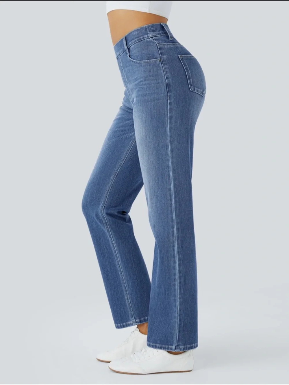 HALARA Light Blue Straight Leg Jeans for Women